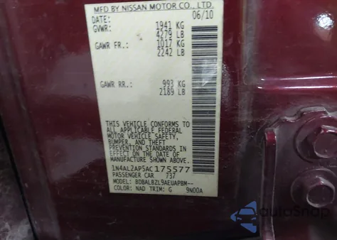 2006 Nissan Altima 2.5 S z USA, uszkodzony, nr VIN 1N4AL11D66N429633